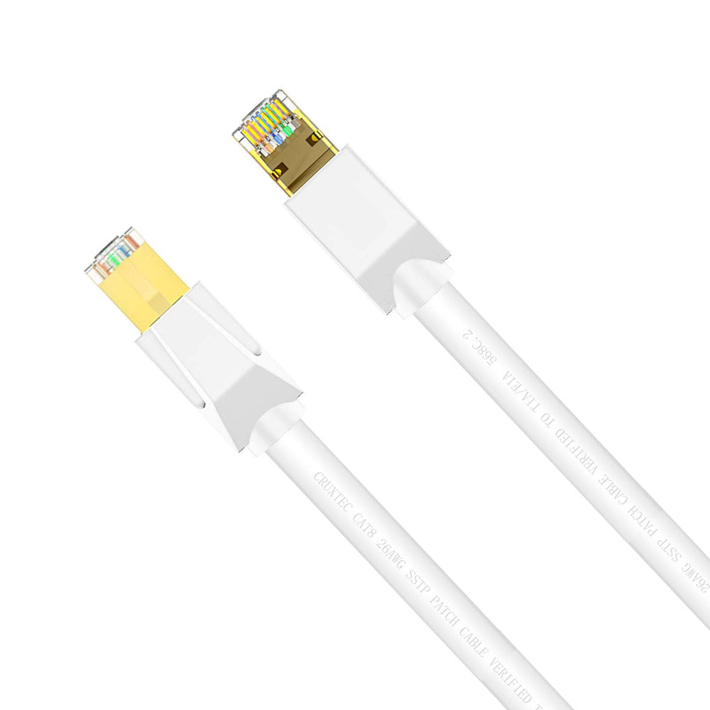 Cruxtec CAT8 40GbE Sf/ftp Triple Shielding PoE Ethernet Cable 1m White — image 4