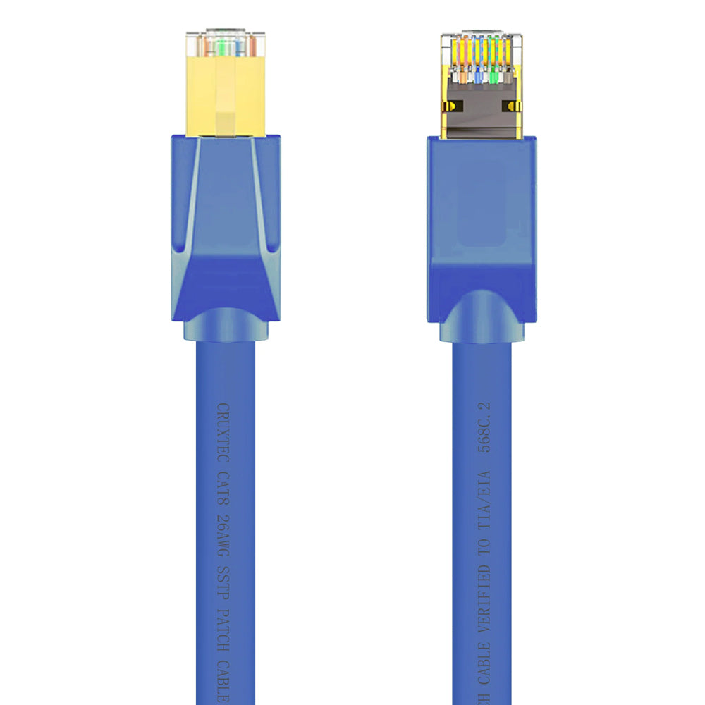Cruxtec RJ45 Internet CAT8 Sf/ftp 40GbE 2m Triple Shielding Ethernet Cable Blue