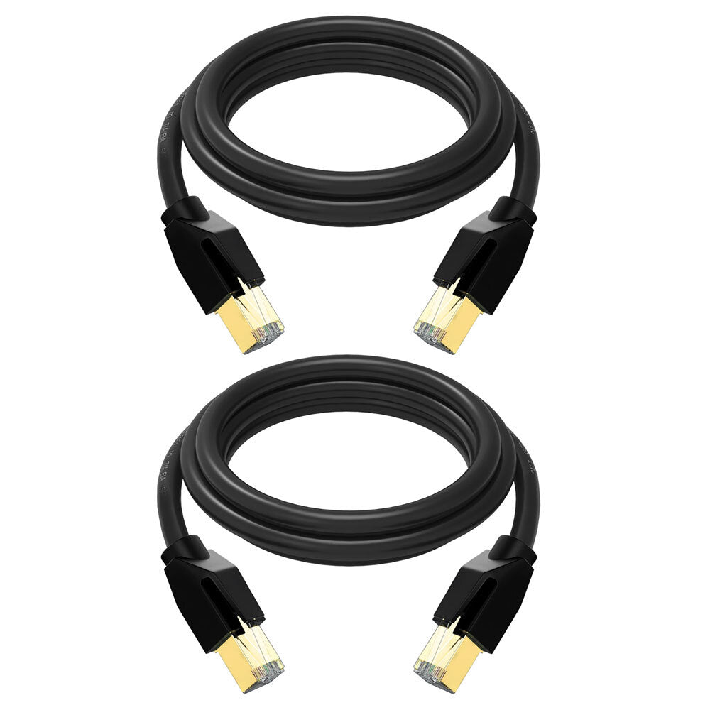 Cruxtec RJ45 LAN CAT8 Sf/ftp 40GbE 3m Triple Shielding Ethernet Cable Black (2 Pack)