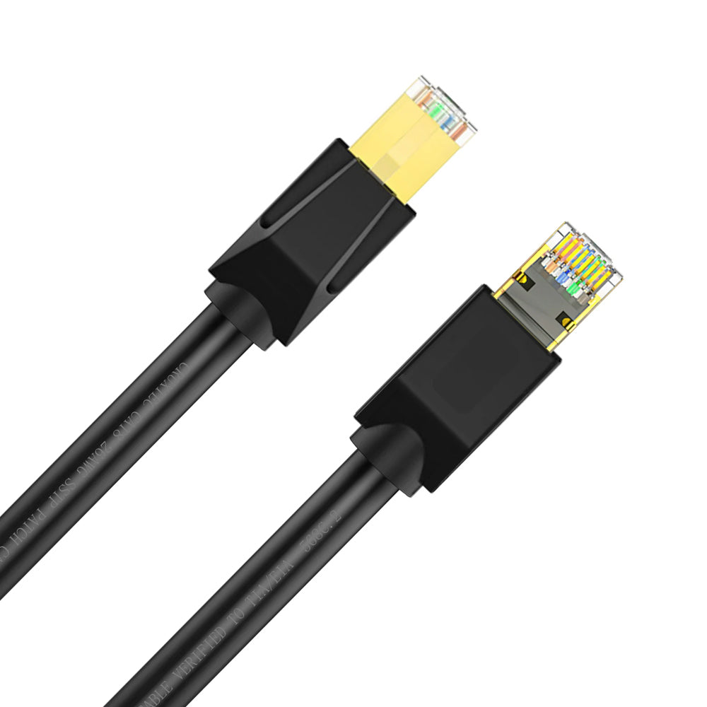 Cruxtec RJ45 LAN CAT8 Sf/ftp 40GbE 3m Triple Shielding Ethernet Cable Black (2 Pack) — image 3