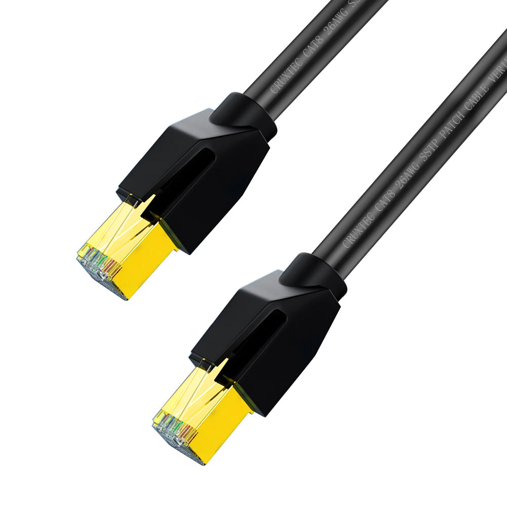 Cruxtec RJ45 LAN CAT8 Sf/ftp 40GbE 3m Triple Shielding Ethernet Cable Black (2 Pack) — image 4