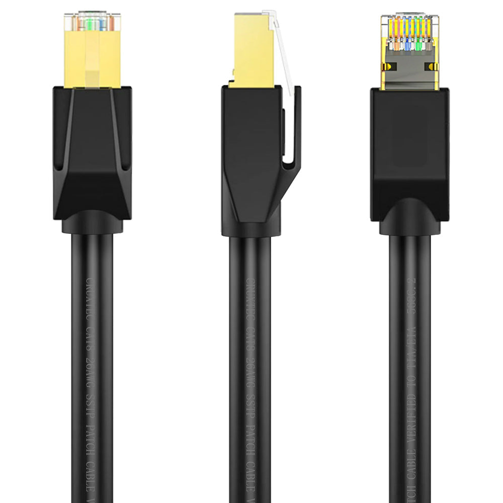 Cruxtec RJ45 LAN CAT8 Sf/ftp 40GbE 3m Triple Shielding Ethernet Cable Black (2 Pack) — image 5
