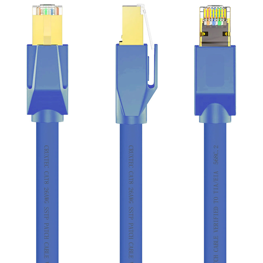 Cruxtec RJ45 Internet CAT8 FTP 40Gb 3m Triple Shielding Ethernet Cable BLU (2 Pack) — image 4