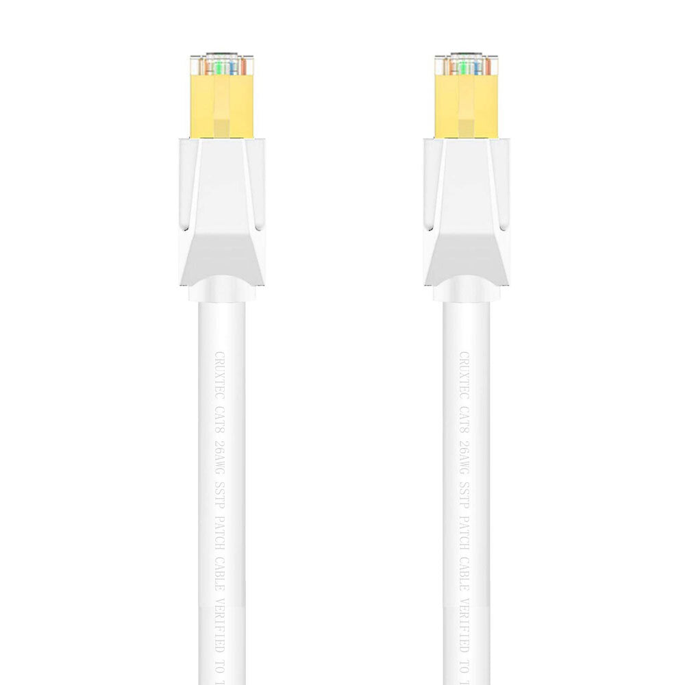 Cruxtec CAT8 40GbE Sf/ftp Triple Shielding PoE Ethernet Cable 10m White (2 Pack)