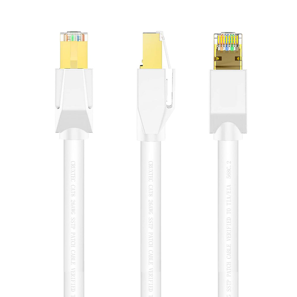 Cruxtec CAT8 40GbE Sf/ftp Triple Shielding PoE Ethernet Cable 10m White (2 Pack) — image 3