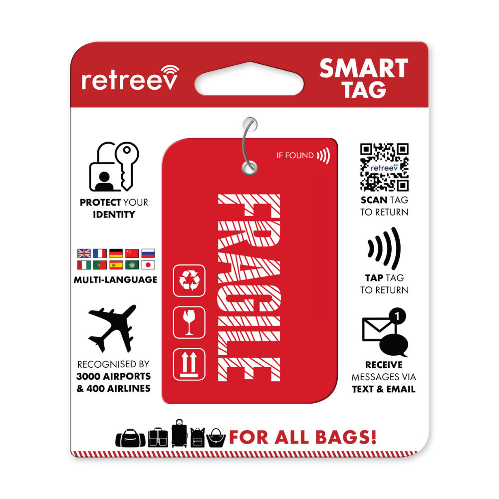 Retreev w/ QR Luggage Suitcase Name Card Fragile Travel Bag Smart Tag — image 2
