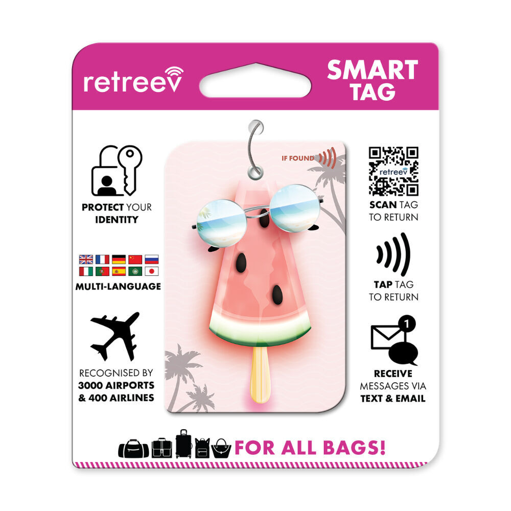 Retreev Watermelon Travel Bag Smart Tag Luggage Suitcase Name Card w/ QR (4 Pack) — image 3