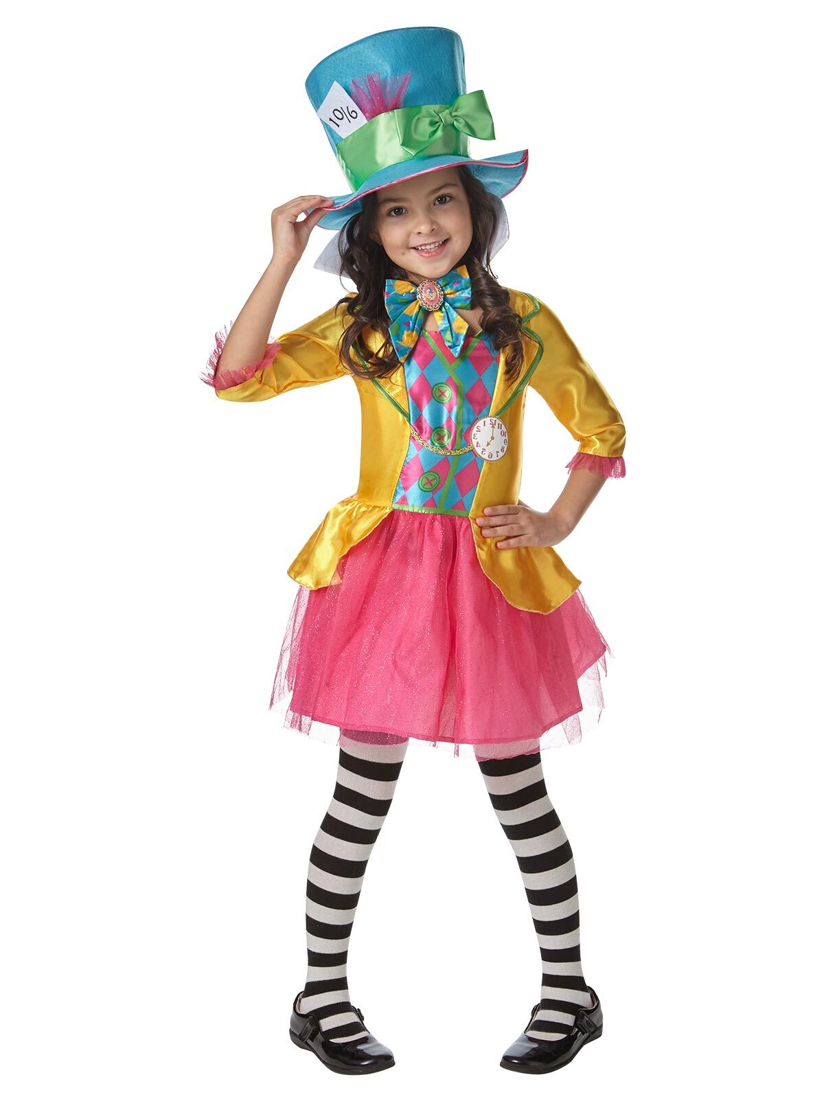 Disney Mad Hatter Girls Deluxe Kids Dress Up Costume Halloween Party Size 3-5