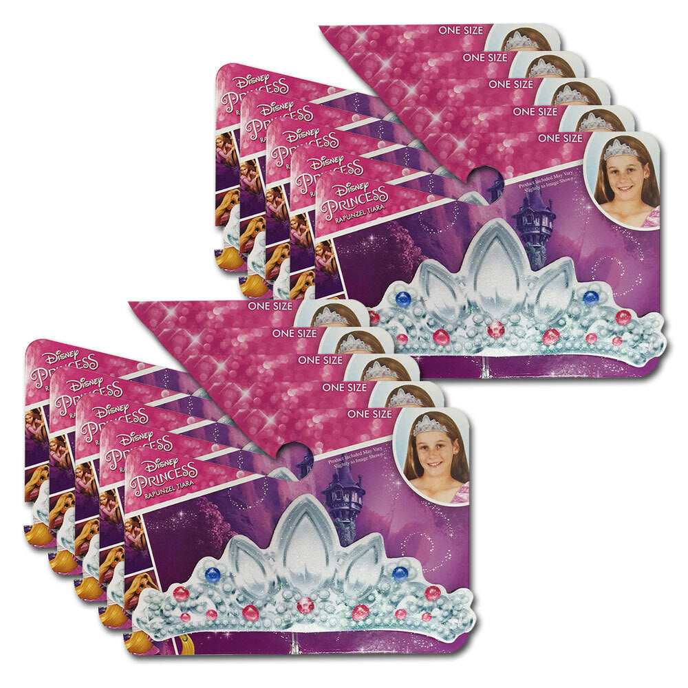 Disney Tangled Girls Princess Rapunzel Fabric Tiara/Crown Costume Accessory (10 Pack)