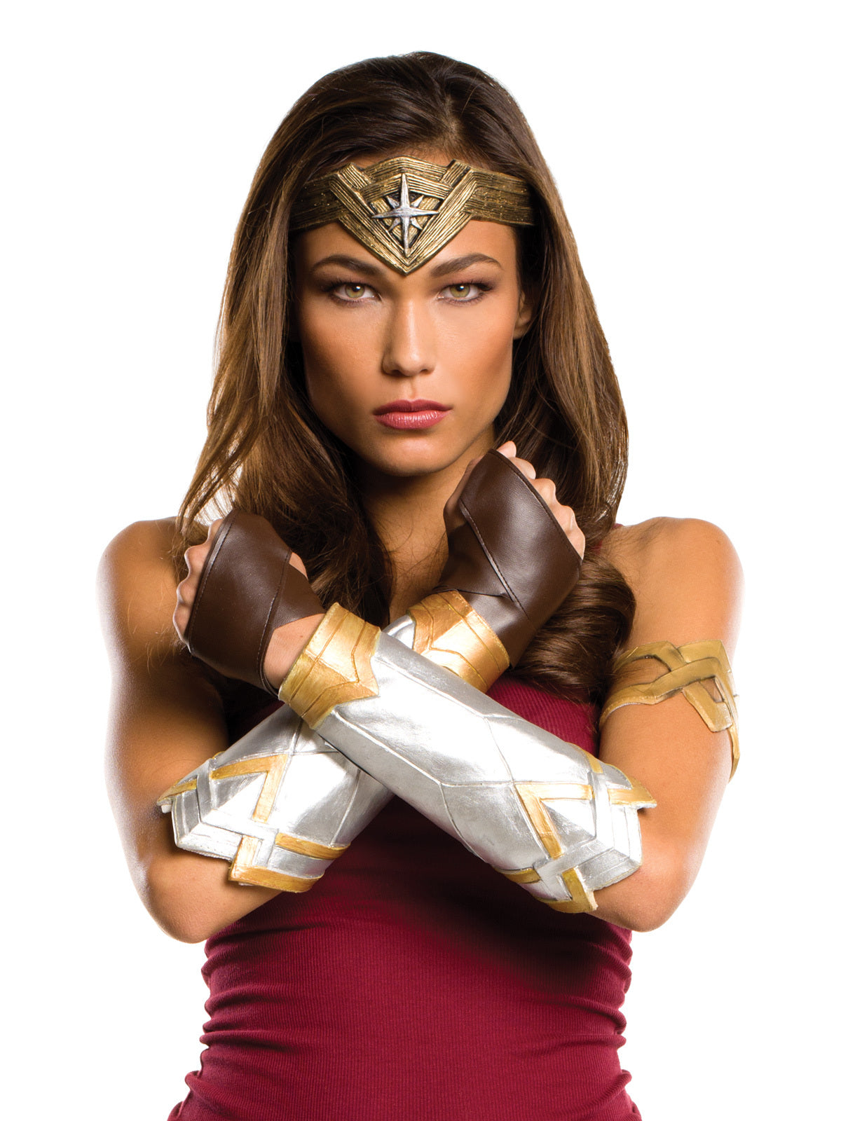 DC Comics Wonder Woman Deluxe Accessory Set Gauntlets/Tiara Glovelets Adult
