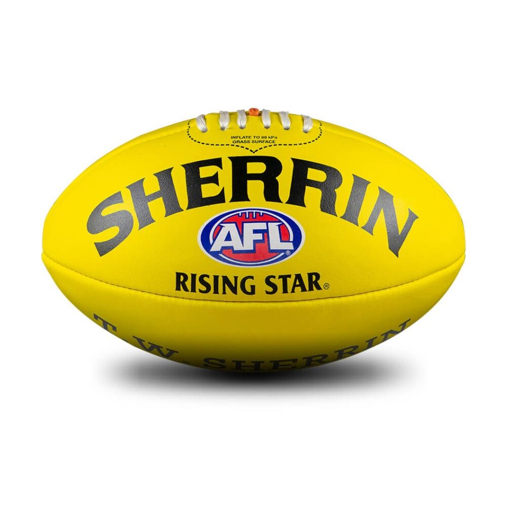 Sherrin Size 2 Yellow AFL Rising Star Split Leather Recreational Football