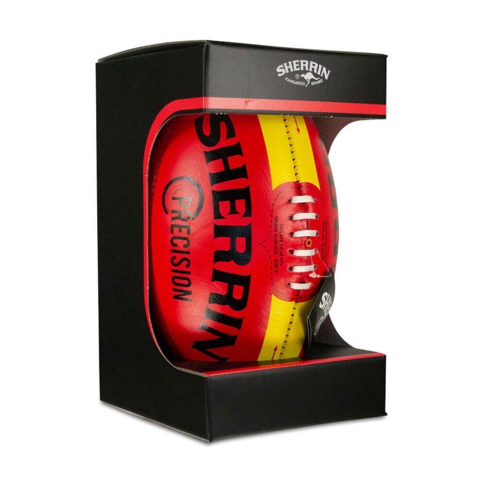 Sherrin Size 5 Red Precision Leather Australian Rules Training Football — image 4