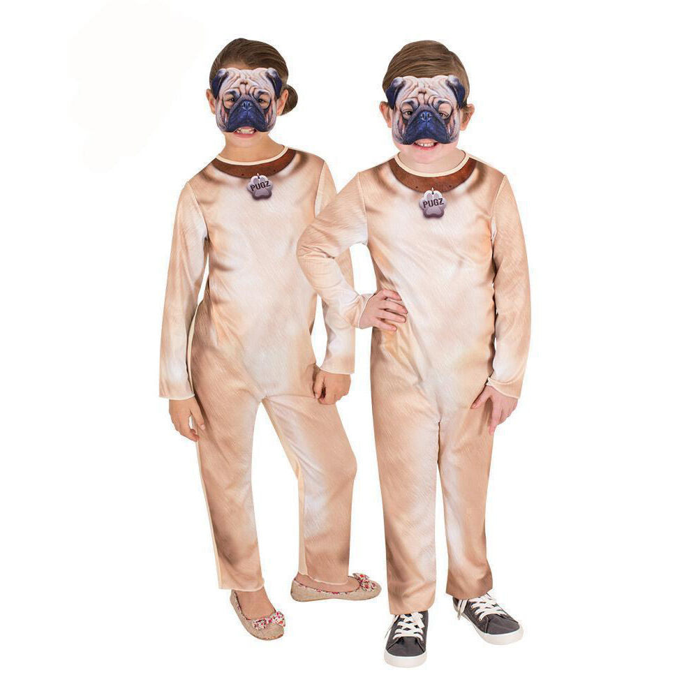 Rubies Pug Dog Unisex Dress Up Halloween Party Costume Jumpsuit Outfit Size 3-5y