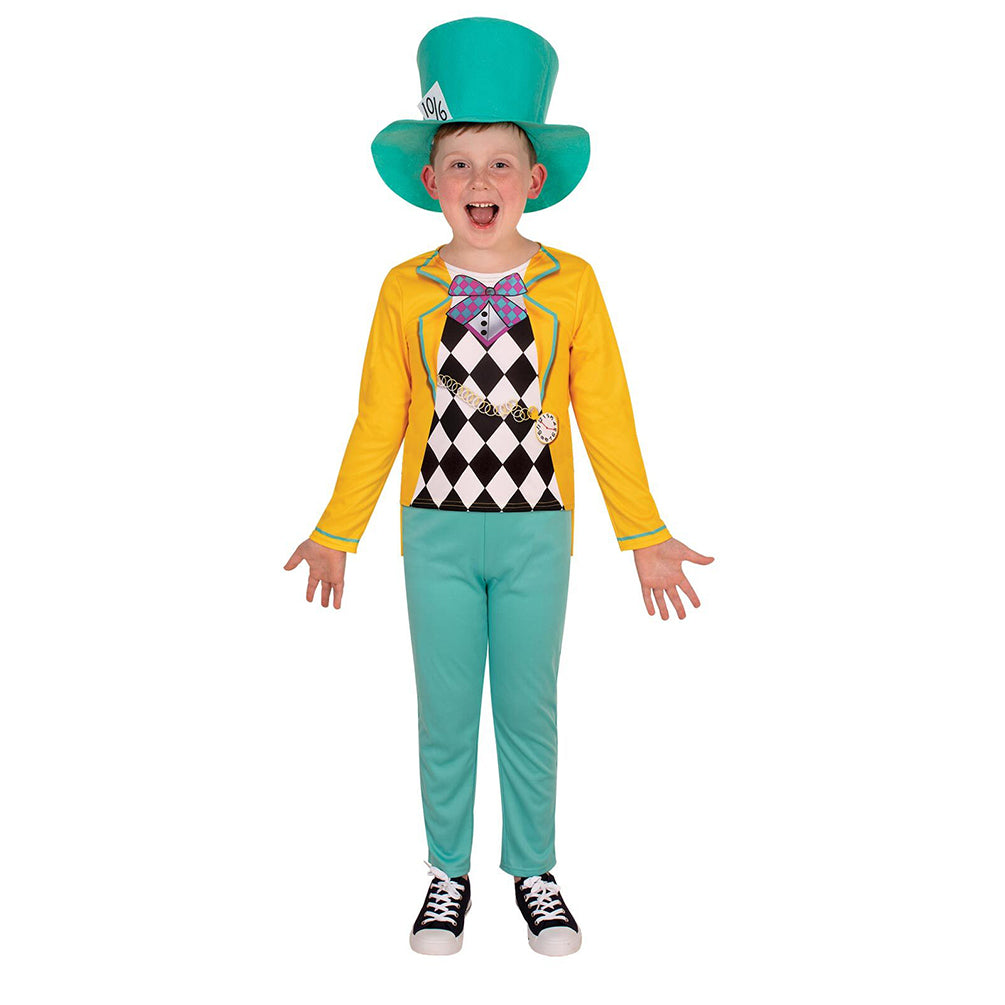 Disney Mad Hatter Boys Kids Classic Dress Up Halloween Party Costume Size 3-5