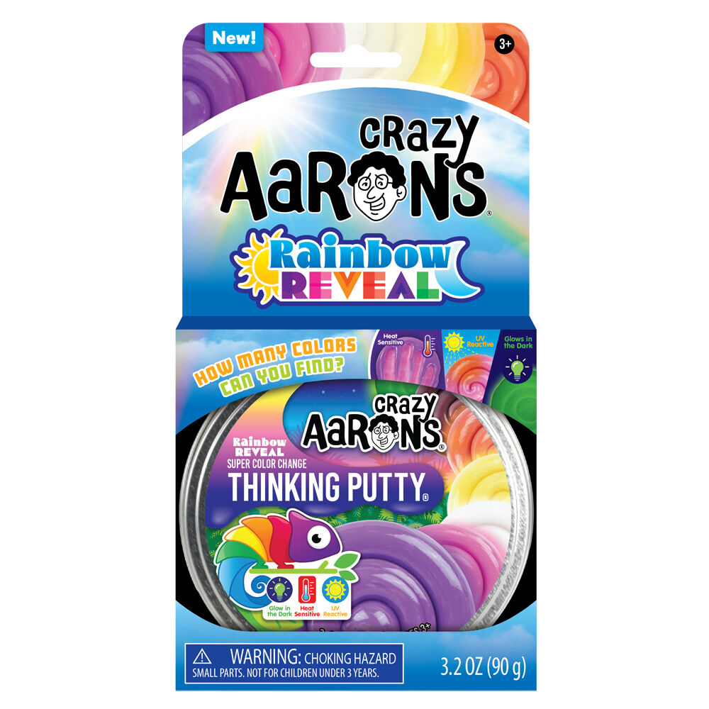 Crazy Aarons 3y+ Hypercolour Rainbow Reveal Putty 4 Inch Tin Kids Sensory Toy