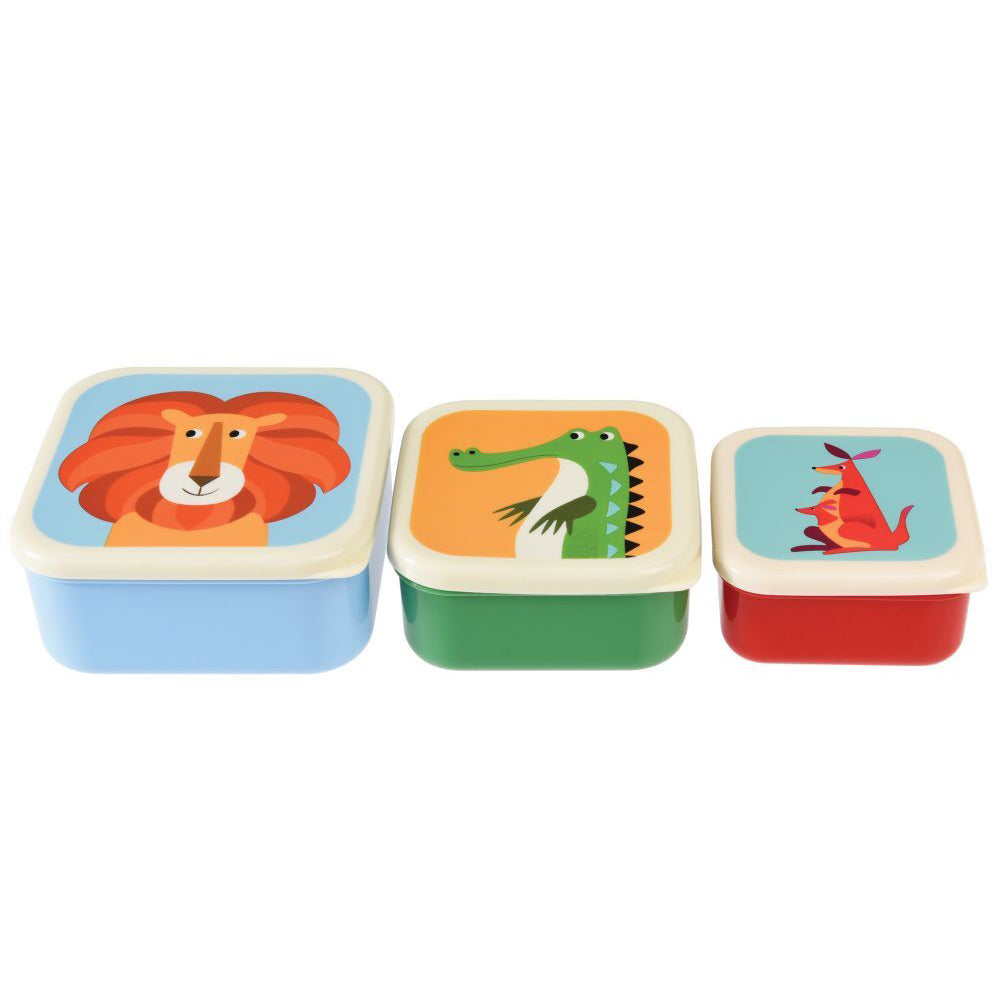 Rex London Kids Plastic Snack/Lunch Box Square Set Colourful Creatures (3 Pieces) — image 2