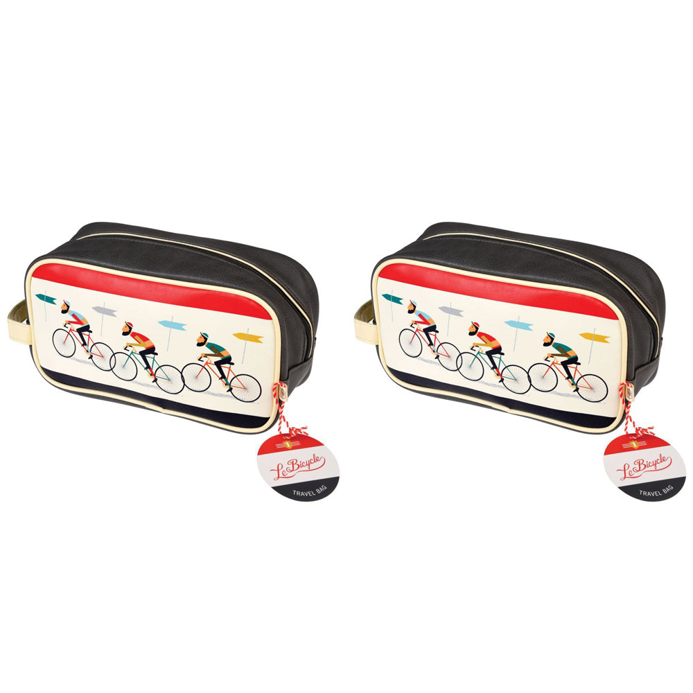 Rex London Le Bicycle Travel/Toiletry Wash Bag w/ 2 Internal Pockets 26x14cm (2 Pack)