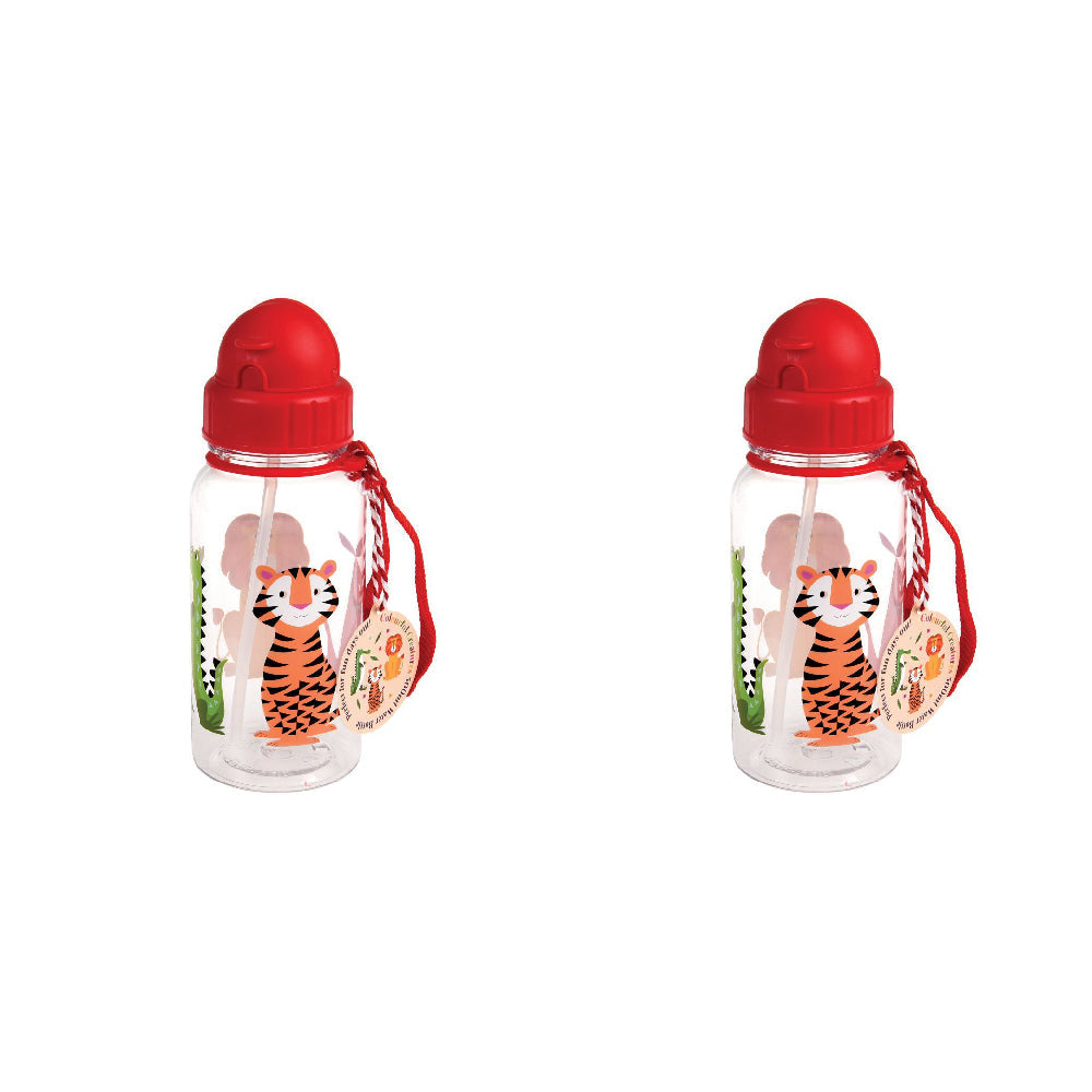Rex London Kids/Child 500ml Plastic Water Bottle Tumbler Colourful Creatures (2 Pack)