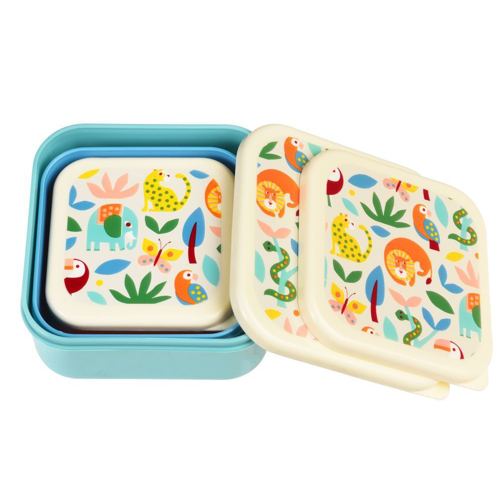 Rex London 3pc Rex London Kids Plastic Snack/Lunch Box Storage Square Set Wild Wonders (2 Pack) — image 2