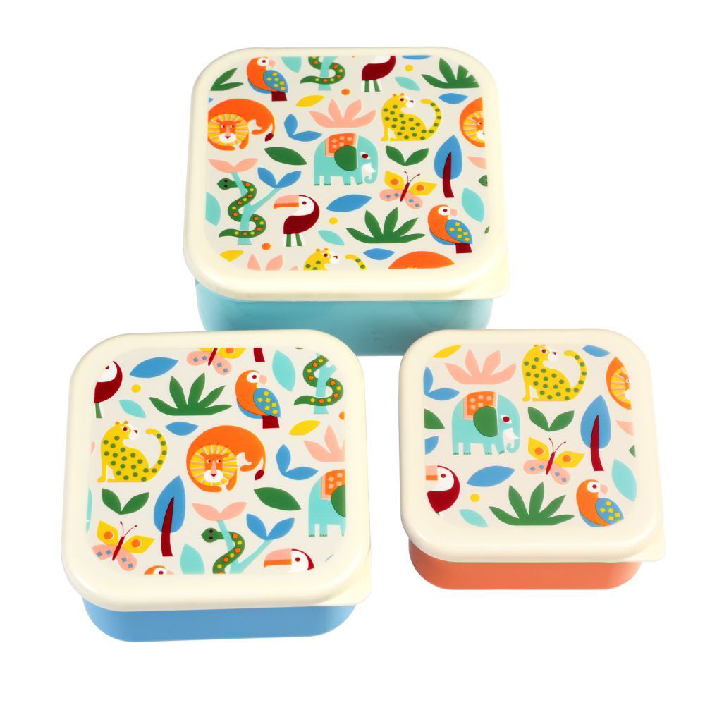 Rex London 3pc Rex London Kids Plastic Snack/Lunch Box Storage Square Set Wild Wonders (2 Pack) — image 3