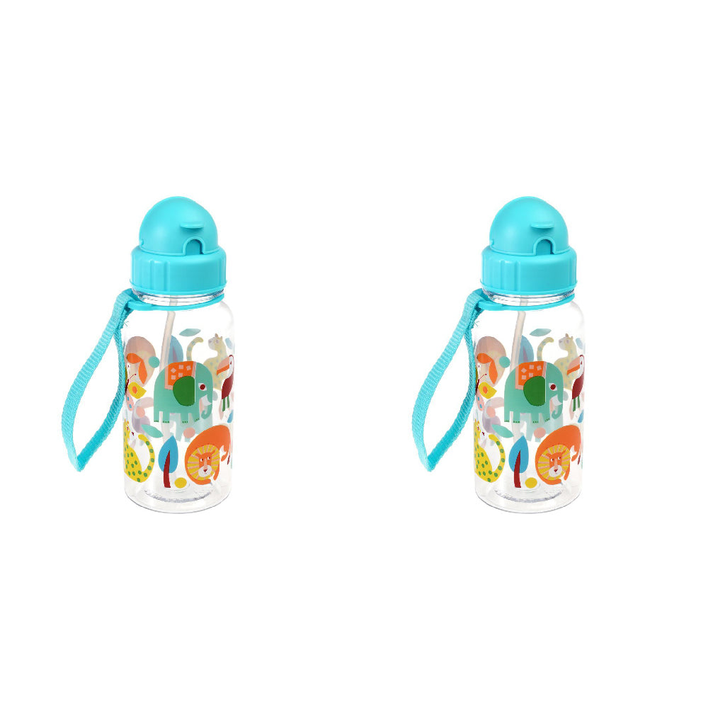 Rex London Kids/Child 500ml Plastic Water Bottle Drink Tumbler Wild Wonders (2 Pack)