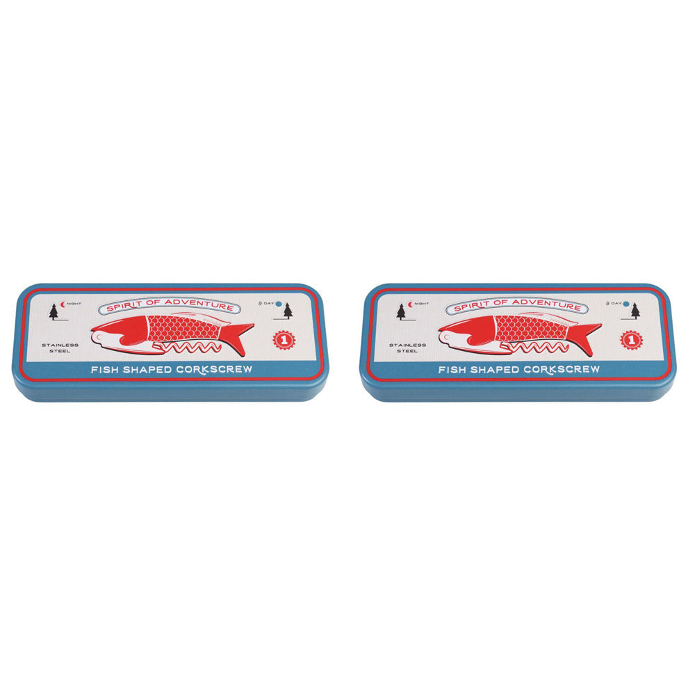 Rex London Stainless Steel Fish Corkscrew in a Tin Bottle/Beverage Opener (2 Pack)