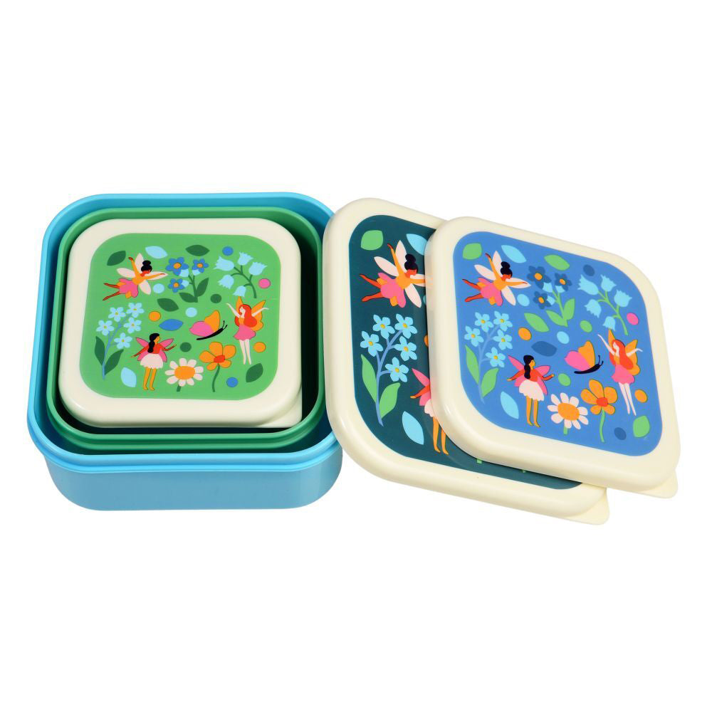 Rex London 3pc Rex London Kids Plastic Snack/Lunch Box Square Set Fairies In The Garden (2 Pack) — image 2
