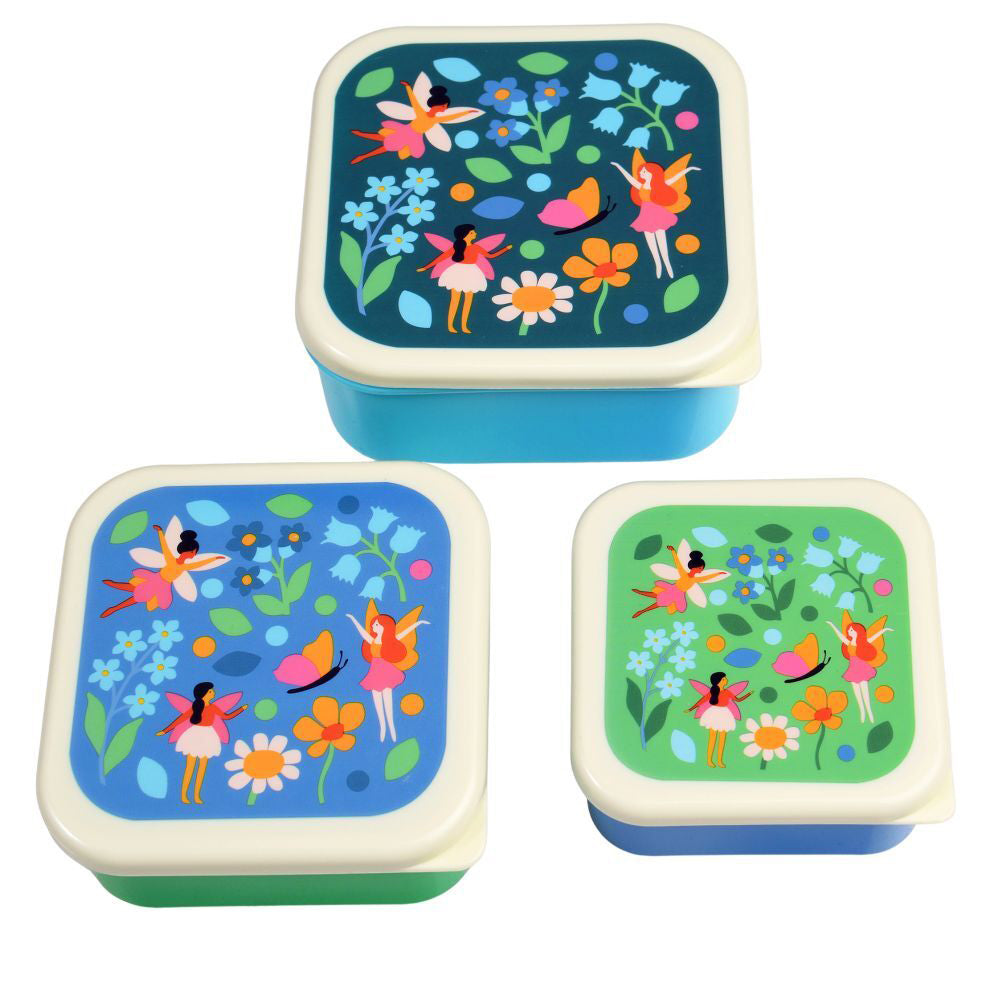 Rex London 3pc Rex London Kids Plastic Snack/Lunch Box Square Set Fairies In The Garden (2 Pack) — image 3