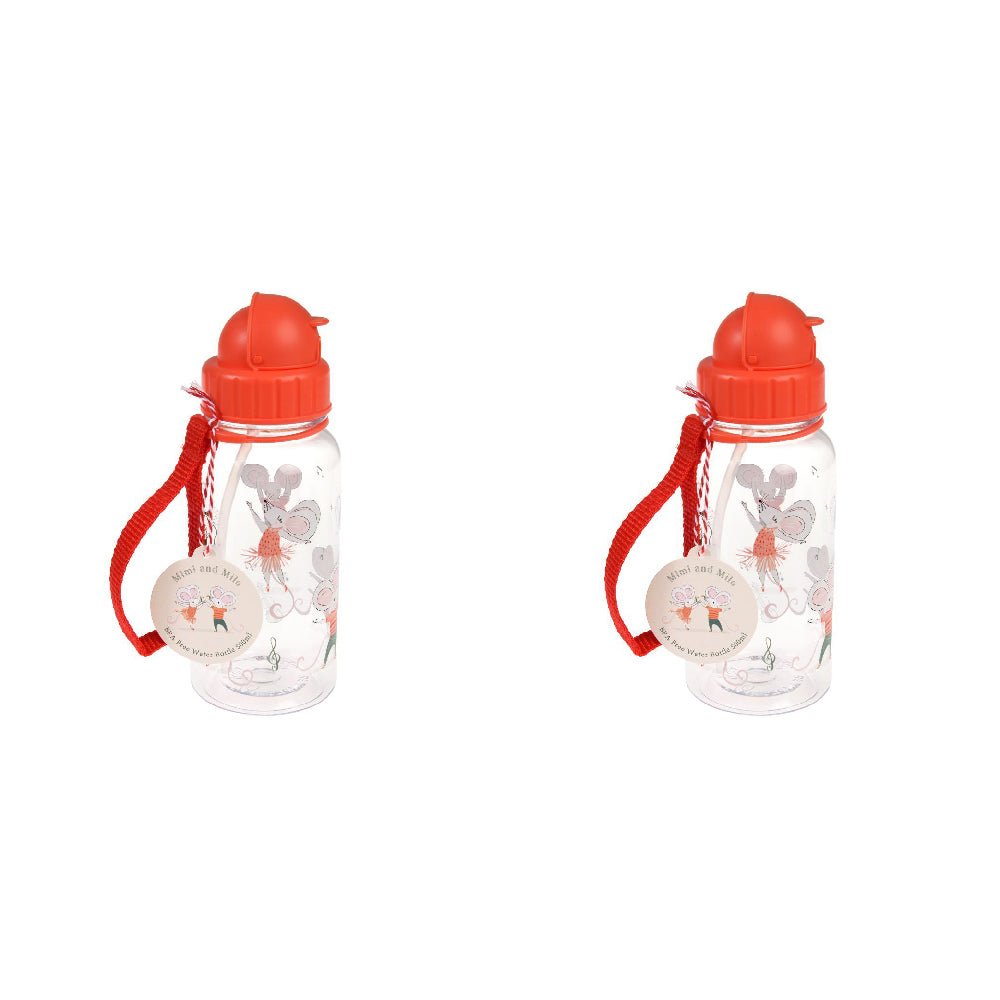 Rex London Kids/Child 500ml Plastic Water Bottle Drink Tumbler Mimi & Milo (2 Pack)
