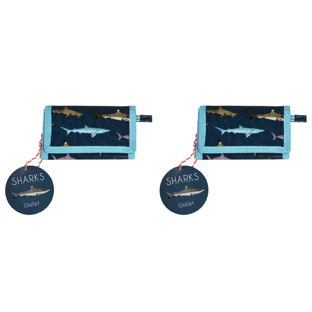 Rex London Kids/Childrens Wallet Trifold Money/Card Holder 24.5cm Sharks (2 Pack)