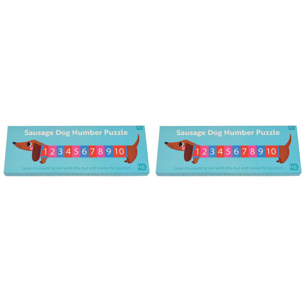 Rex London 16pc Rex London 95x25cm Sausage Dog Number Jigsaw Floor Puzzle Kids Game 3y+ (2 Pack)