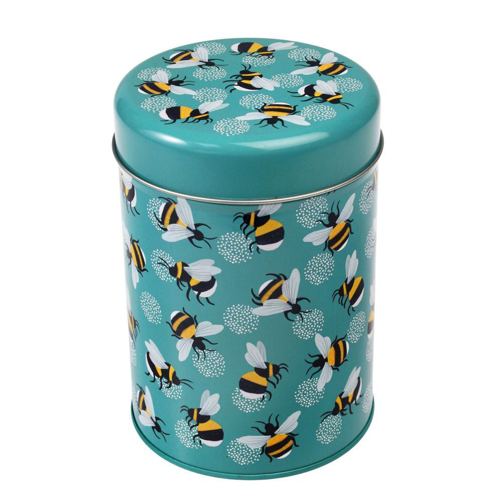 Rex London Metal Canister Tin Round 10.5cm - Bumblebee 15.4cm Height With Lid