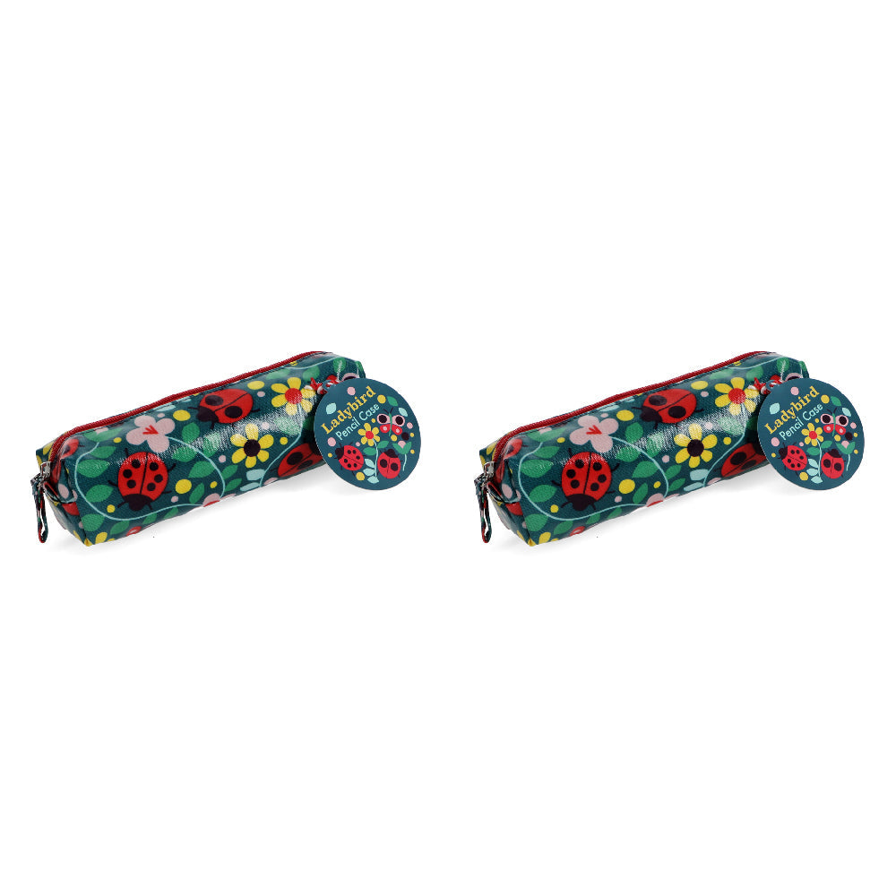 Rex London Pencil Case w/ Zipper Storage Stationery Organiser 21cm Ladybird (2 Pack)