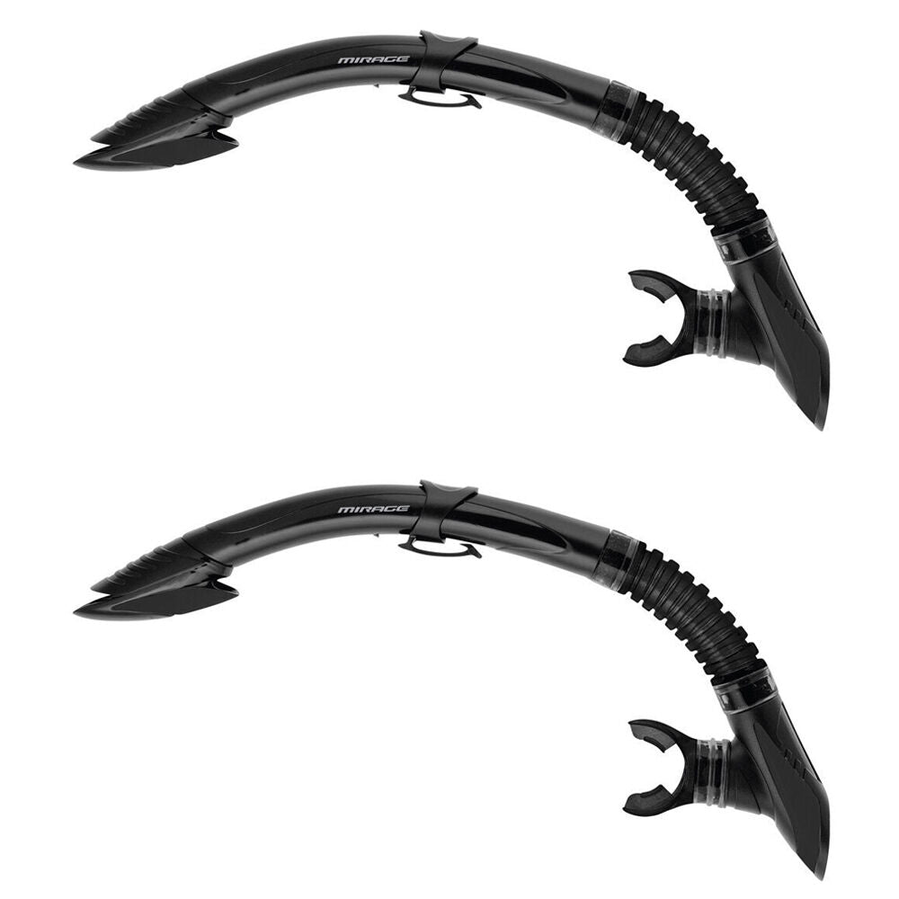 Mirage Diamond Snorkelling/Swimming Snorkel Breathing Tube Black (2 Pack)