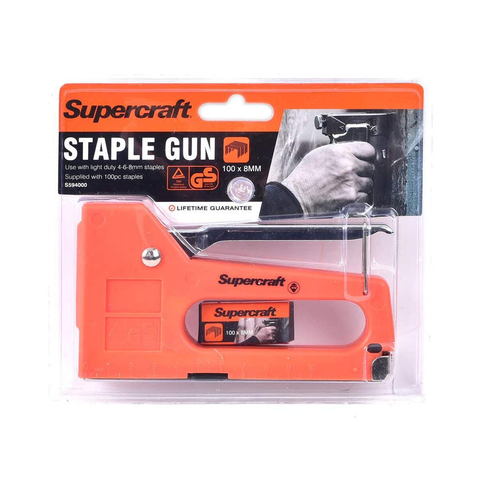 Supercraft Light Duty Home/Office 6-8mm Staple Gun w/ 100x8mm Staples Box