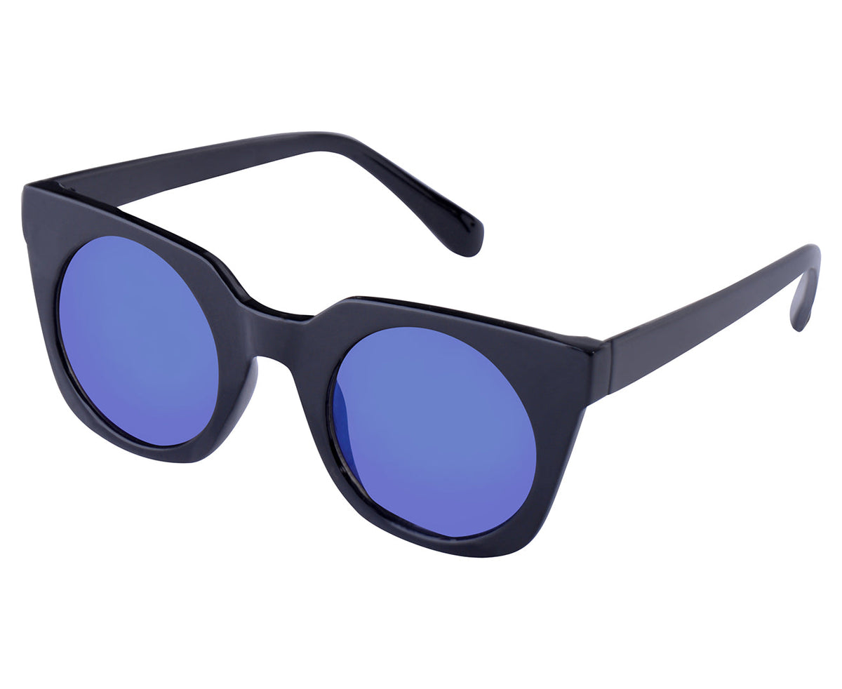 Defy Fashion Angular Cateye UV Lens Women/Ladies Sunglasses Black/Purple Mirror — image 2
