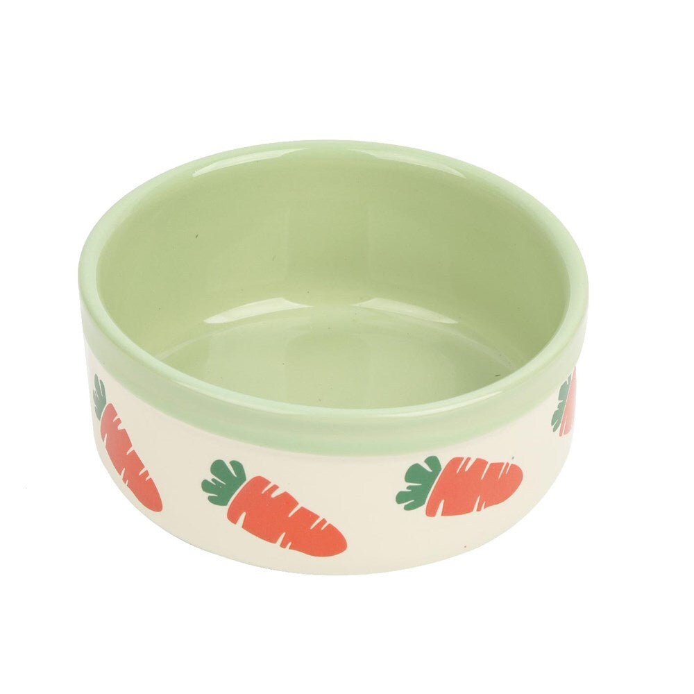 Nature Island Carrot 12.5cm Ceramic Water/Food Feeding Cat/Dog Pet Bowl Green (2 Pack)