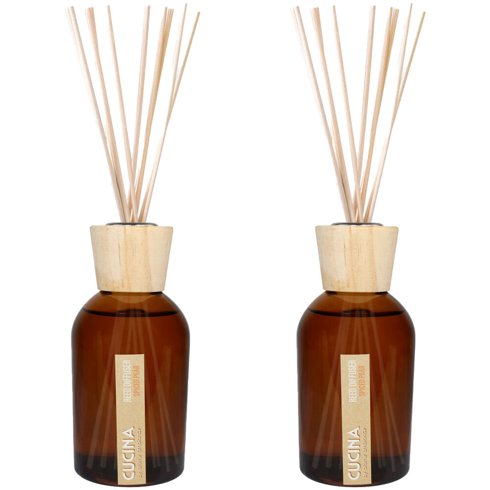 Arome Ambiance Cucuna Diffuser Spiced Pear Fragrance Oil w/ 8 Reeds 200mL (2 Pack)