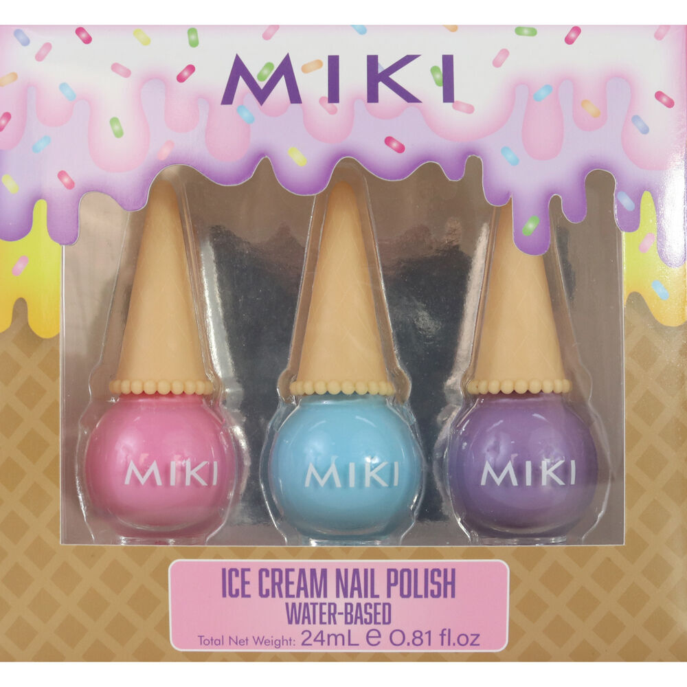 Miki 3pc Miki Water Based Ice Cream Nail Polish 5y+/8mL Multi Coloured (2 Pack) — image 2