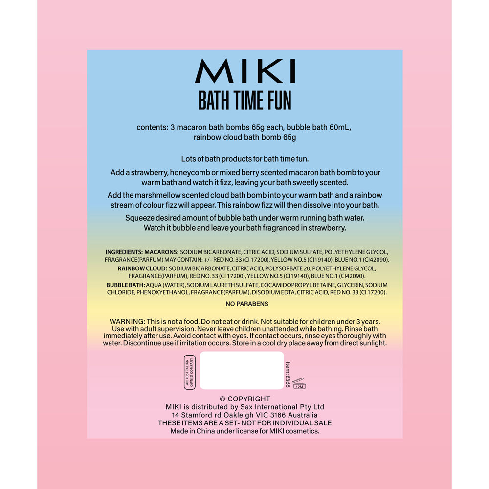 Miki Kids Bath Time Fun Pack w/ 65g Bathbombs and 60mL Bubbles 3y+ (5 Pieces) — image 2