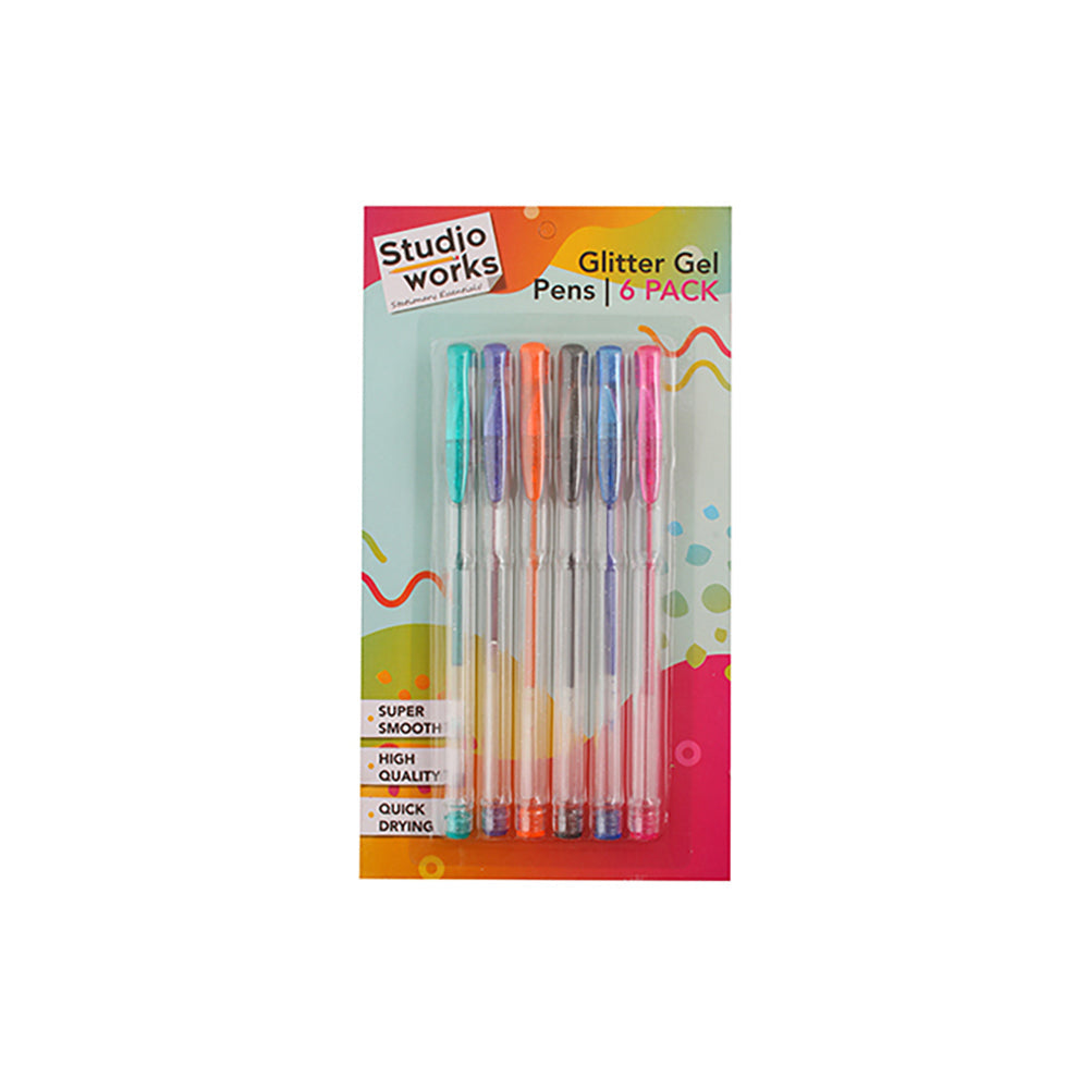 Studio Works 6pc Studio Works Super Smooth Quick Dry Glitter Gel Pens Assorted 21x11.6cm (6 Pack) — image 2