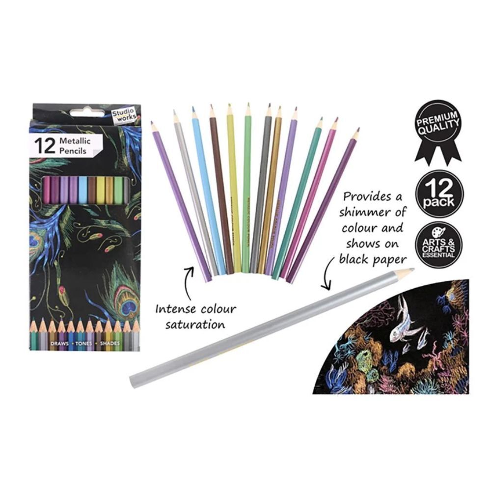 Studio Works Quality Metallic Artists Pencils Assorted Creative Toolkit (12 Pieces) — image 2