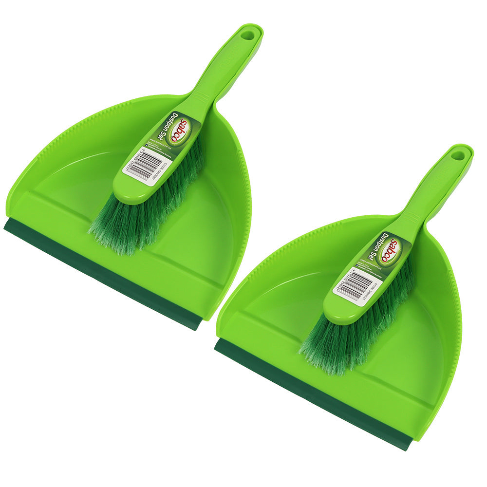 Sabco Compact Dustpan/Broom Home/Office Cleaning Brush Set Easy Storage Tool (2 Pack)
