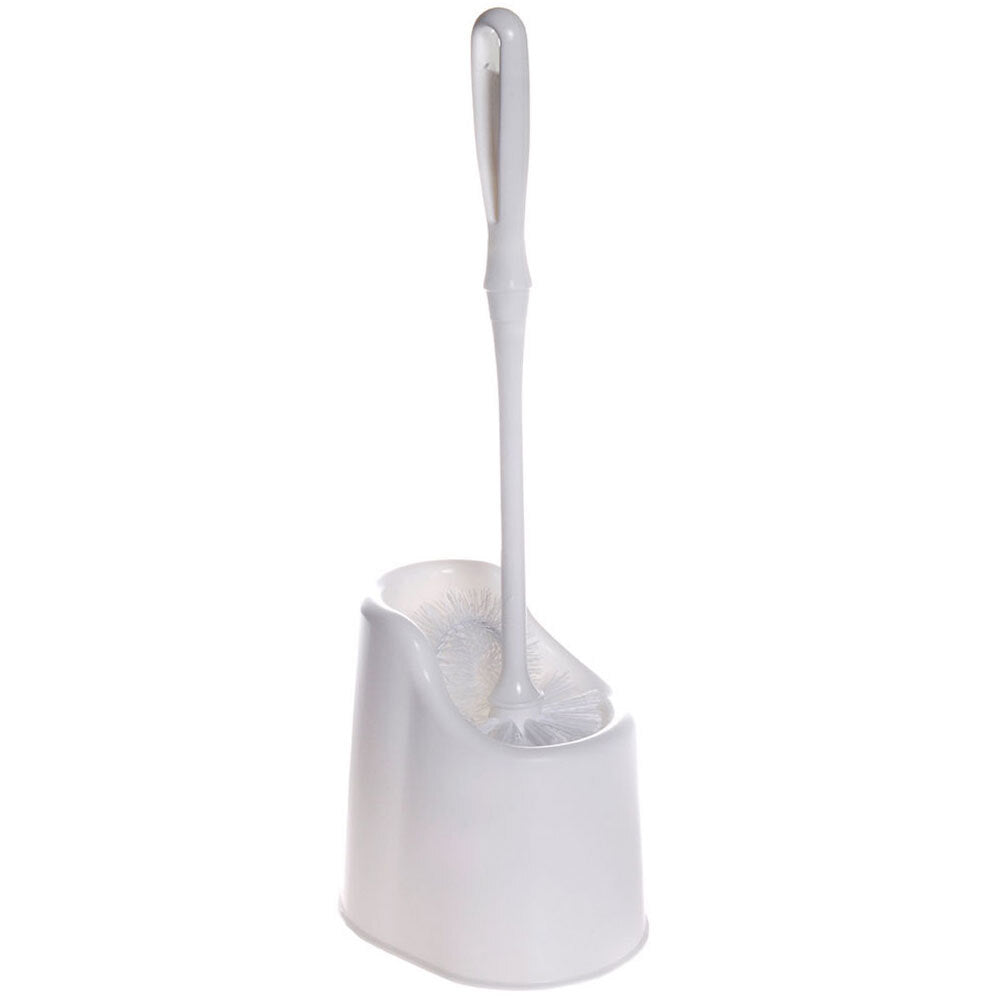 Sabco Rounded Toilet/Bathroom Tidy & Rim Bristle Brush/Scrub w/Holder White