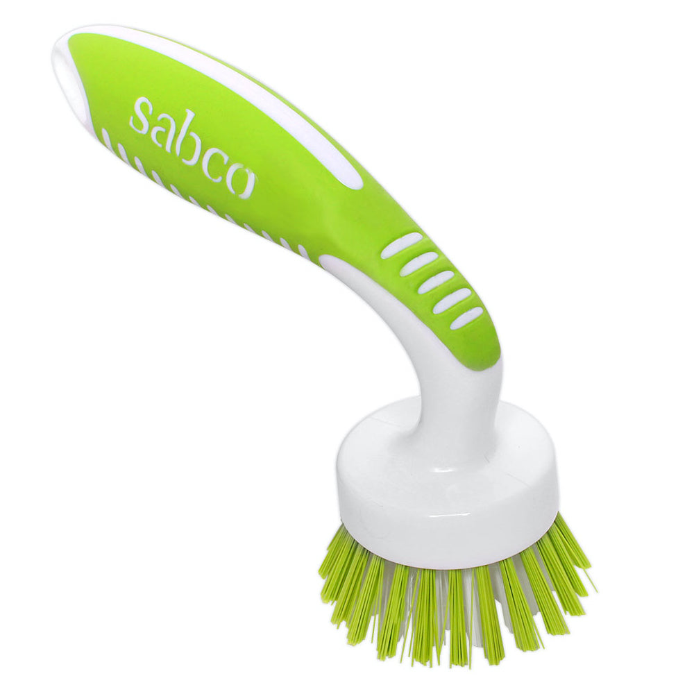Sabco Curved Head Kitchen Brush Dirt/Grime Cleaning/Scrubbing Durable Grn/wht