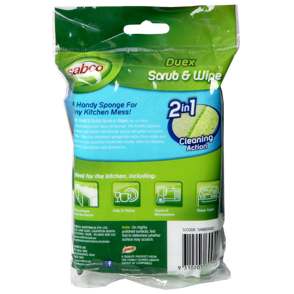 Sabco 2-in-1 Green Duex 15cm Scrub/Wipe Kitchen Dish Washing Sponge Cleaner (9 Pieces) — image 3