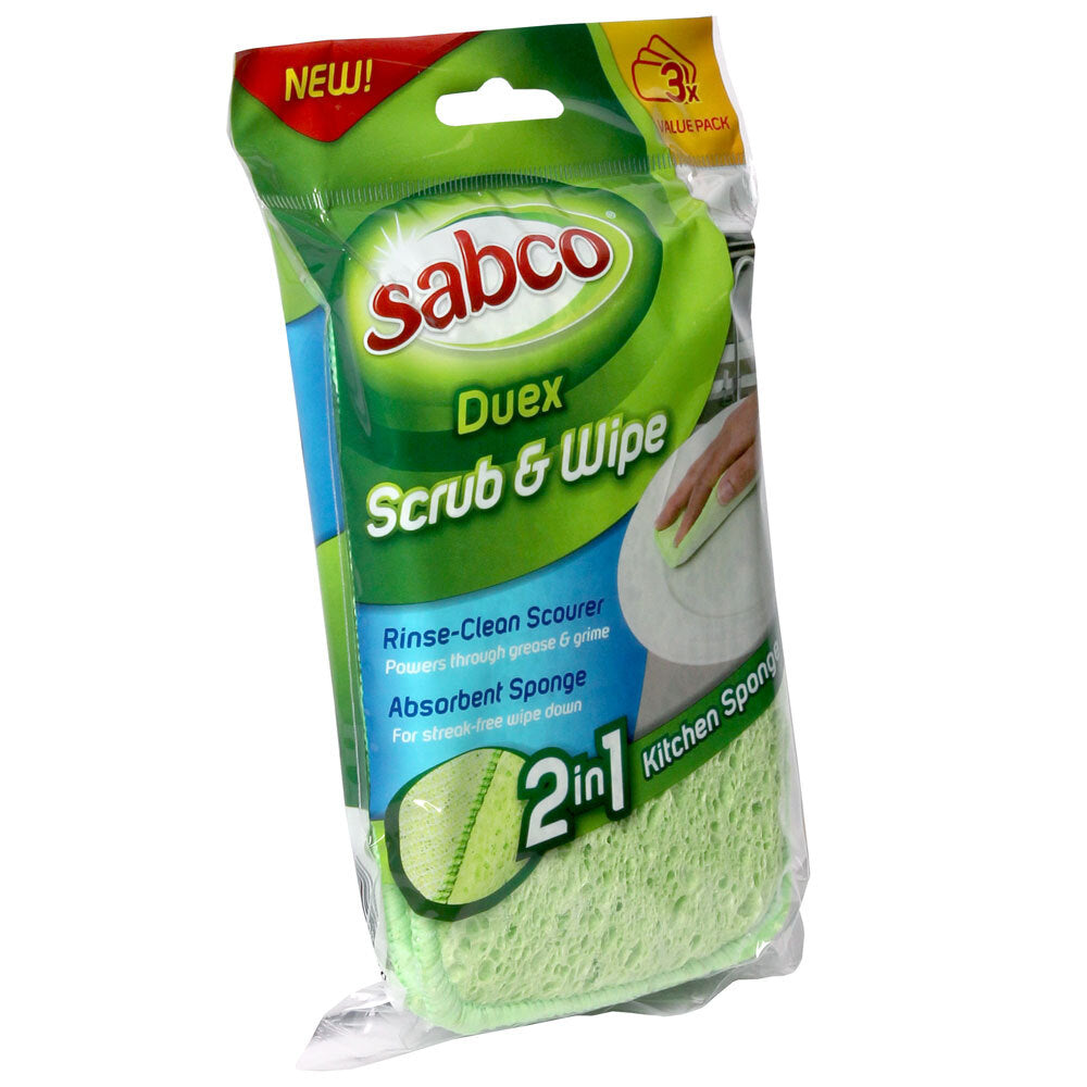 Sabco 2-in-1 Green Duex 15cm Scrub/Wipe Kitchen Dish Washing Sponge Cleaner (9 Pieces) — image 2