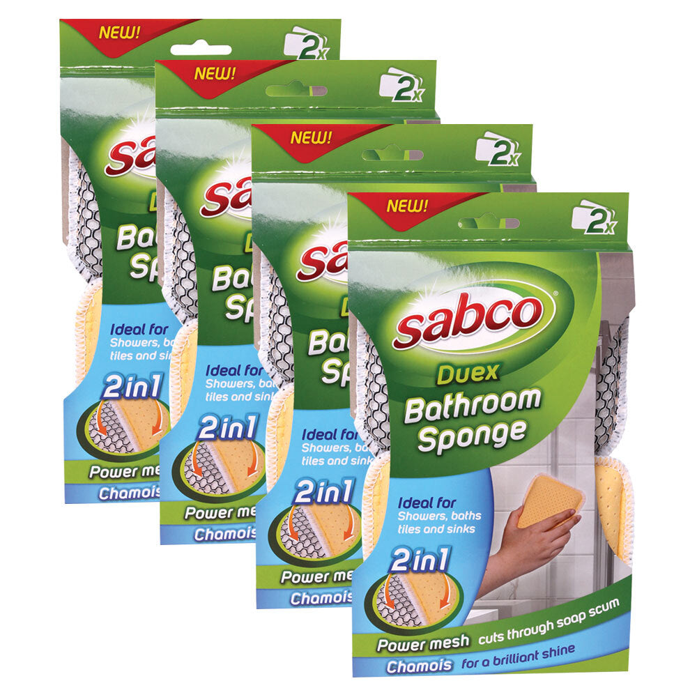 Sabco 2pc Sabco Duex Bathroom/Shower/Sink Mesh Soap Scum Sponge/Scrub Cleaning Pad (4 Pack)