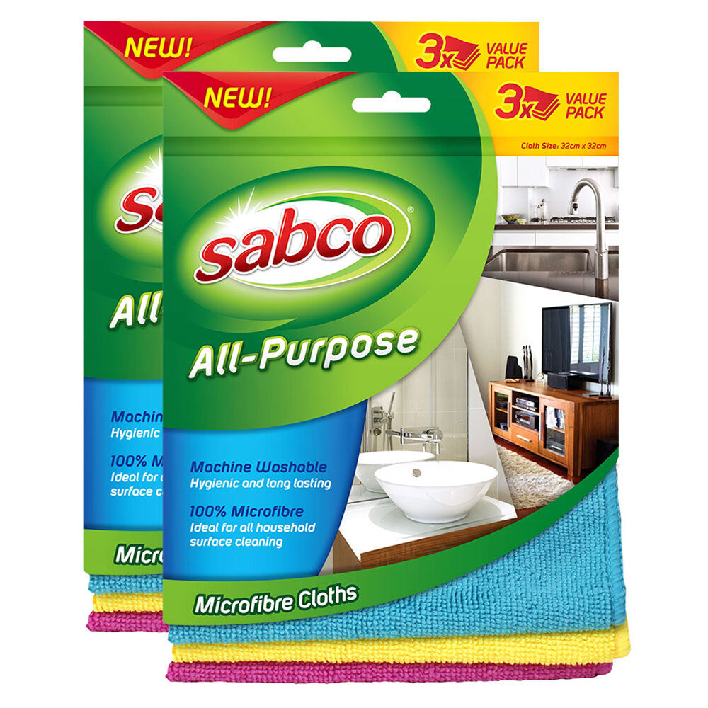Sabco 3pc Sabco 32cm All Purpose Machine Washable Microfibre Kitchen/Bathroom Cloth (2 Pack)