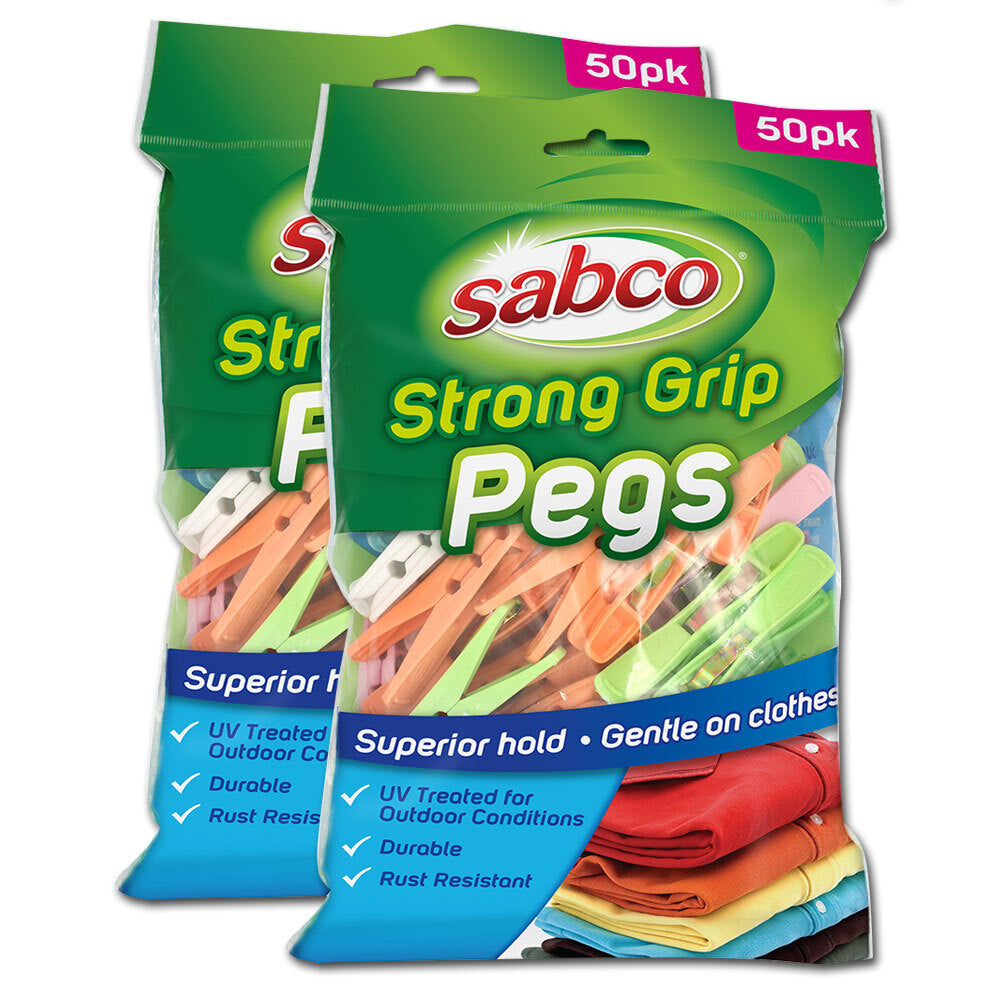 Sabco 7.5cm Strong Grip Clothes Pegs Laundry Hanging Clips/Pins Clamps (100 Pieces)